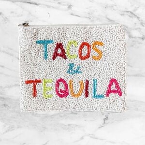 Tacos & Tequila Beaded Zip Pouch